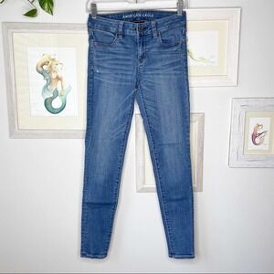 AMERICAN Eagle Ne(x)t Level Stretch Low Rise Skinny Blue Jeans Size 0